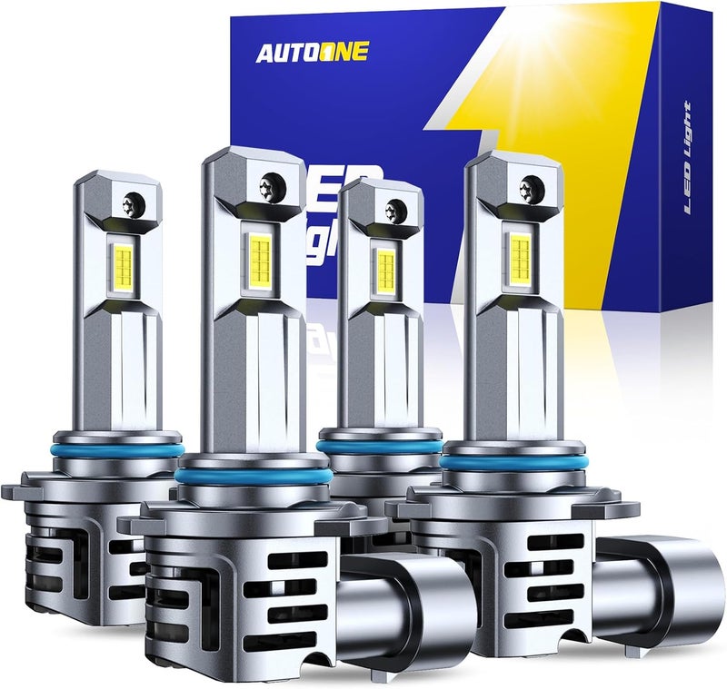 AUTOONE 9005 9006 LED Bulbs Combo 6500K Cool White, 800% Brighter HB3 HB4 Lights, 1:1 Halogen Mini Size Direct Replacement Fog Lamps, 70,000Hrs Lifespan, Plug and Play, Pack of 4 - Image 1